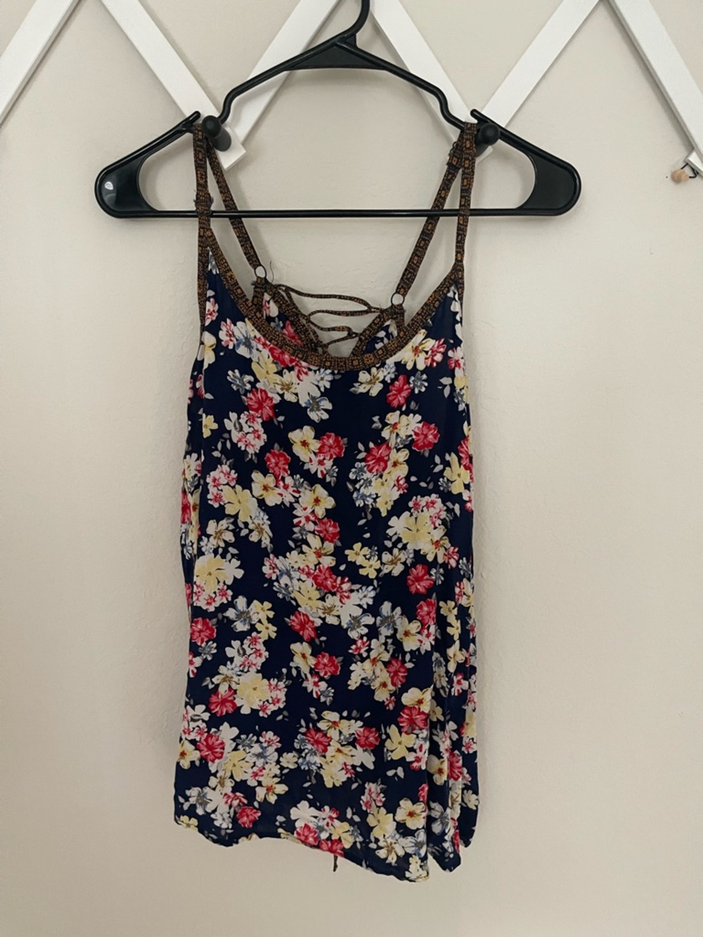 Torrid Navy Floral Lace-Back Cami Top